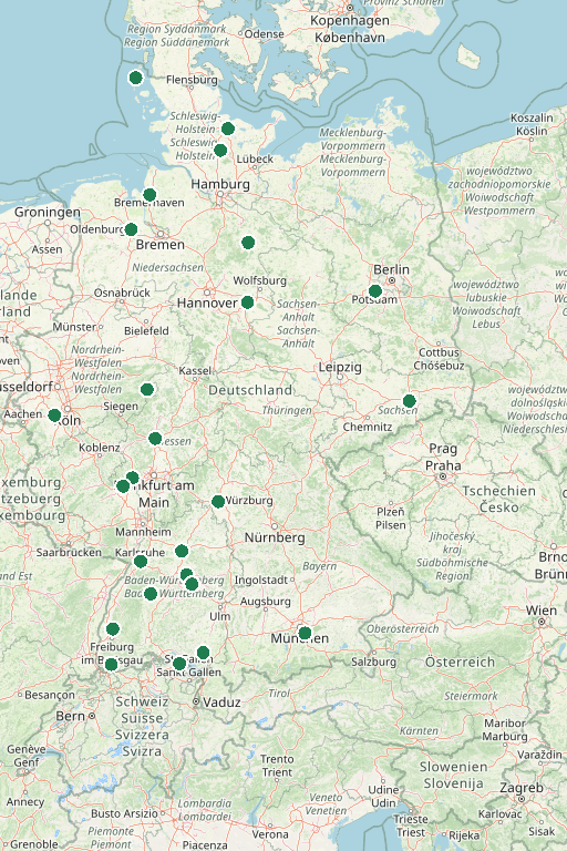 Karten-Vorschau: 25 Orte in ganz Deutschland